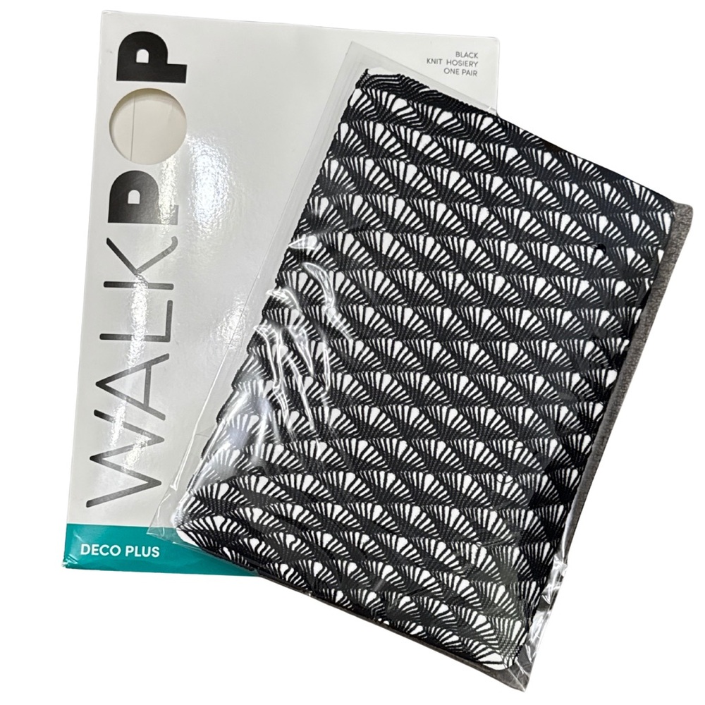 WalkPop Deco Plus Black Knit Pattern Tights Hosiery 15 Denier Size 1X